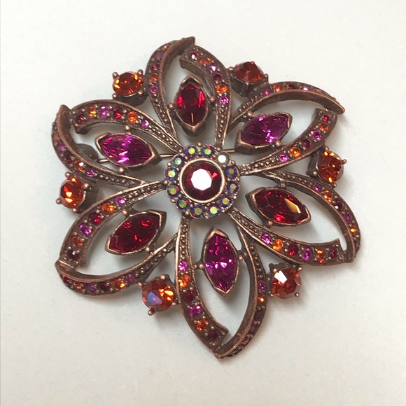 Jewelry - Bollywood Inspired Red and purple Flower Brooch
